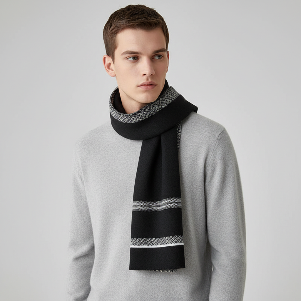 Męski wzorzysty szalik z dzianiny-Accessories for Men-Olave
