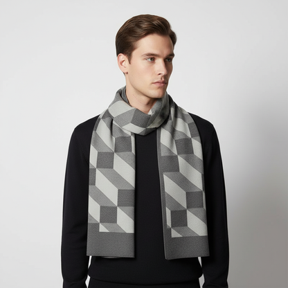 Męski wzorzysty szalik z dzianiny-Accessories for Men-Olave