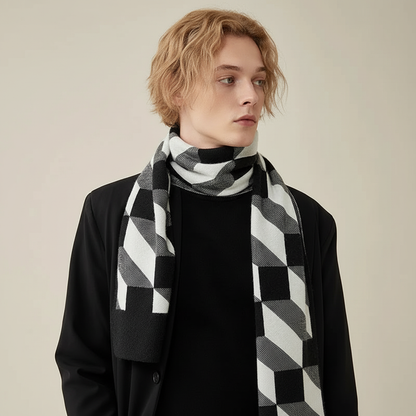Męski wzorzysty szalik z dzianiny-Accessories for Men-Olave