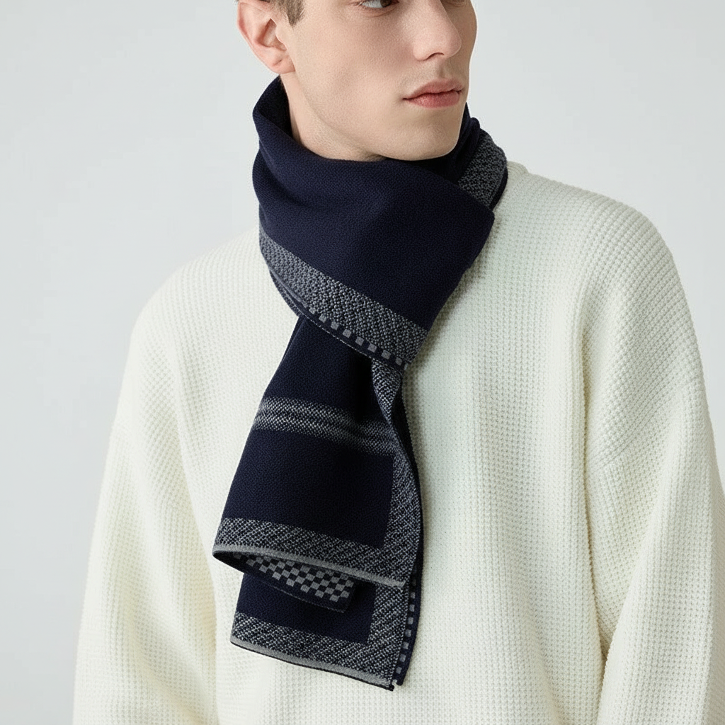Męski wzorzysty szalik z dzianiny-Accessories for Men-Olave