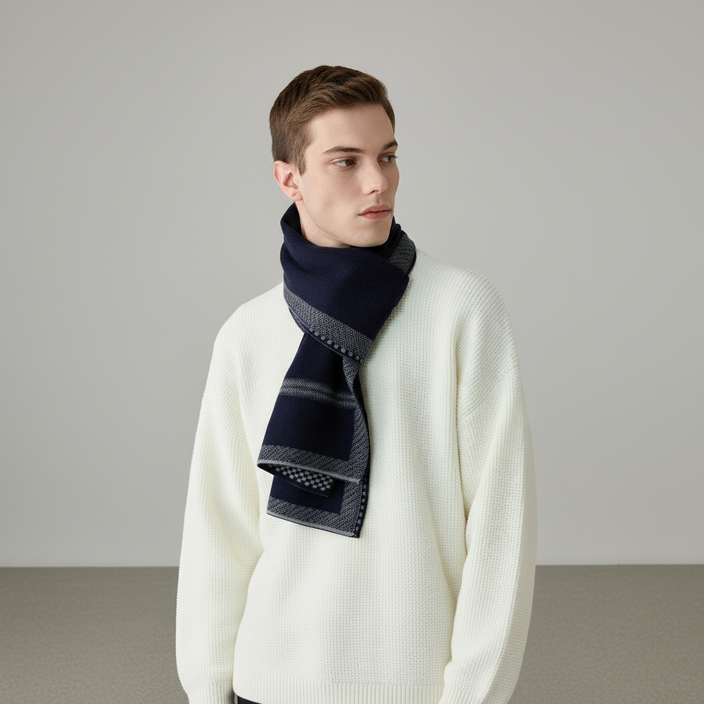 Męski wzorzysty szalik z dzianiny-Accessories for Men-Olave