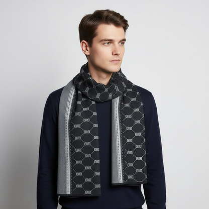 Męski wzorzysty szalik z dzianiny-Accessories for Men-Olave