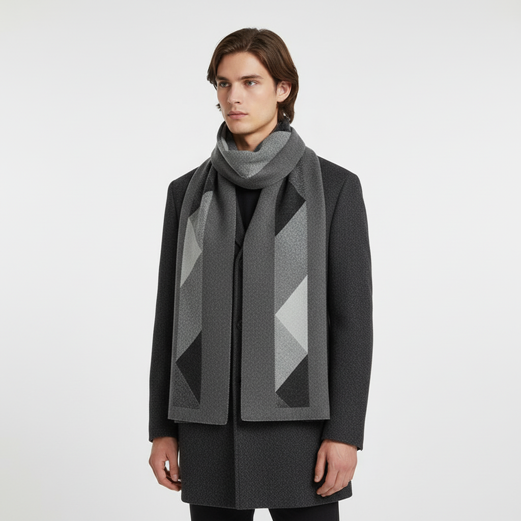 Męski wzorzysty szalik z dzianiny-Accessories for Men-Olave