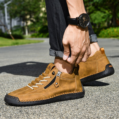 Męskie botki za kostkę z bocznym zamkiem i sznurowaniem-Footwear for men-Olave