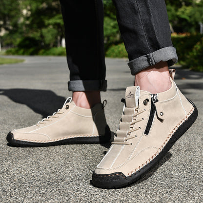Męskie botki za kostkę z bocznym zamkiem i sznurowaniem-Footwear for men-Olave