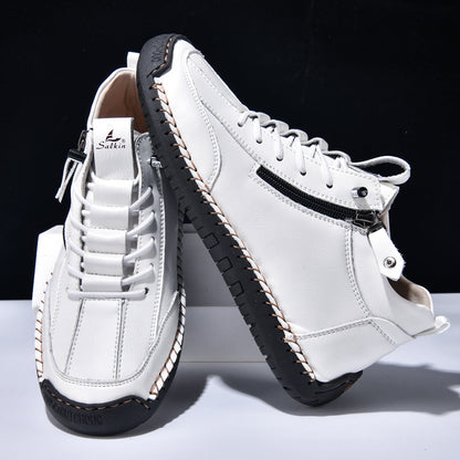 Męskie botki za kostkę z bocznym zamkiem i sznurowaniem-Footwear for men-Olave