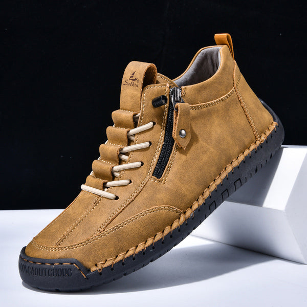 Męskie botki za kostkę z bocznym zamkiem i sznurowaniem-Footwear for men-Olave