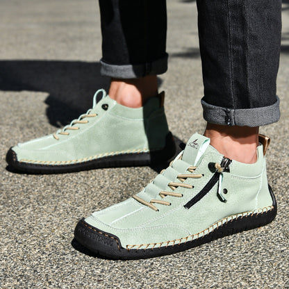 Męskie botki za kostkę z bocznym zamkiem i sznurowaniem-Footwear for men-Olave
