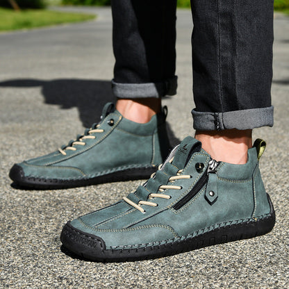 Męskie botki za kostkę z bocznym zamkiem i sznurowaniem-Footwear for men-Olave