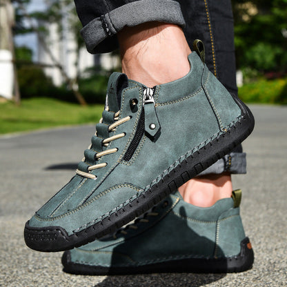 Męskie botki za kostkę z bocznym zamkiem i sznurowaniem-Footwear for men-Olave