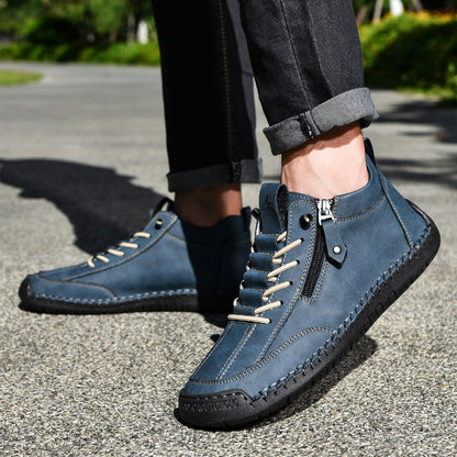 Męskie botki za kostkę z bocznym zamkiem i sznurowaniem-Footwear for men-Olave