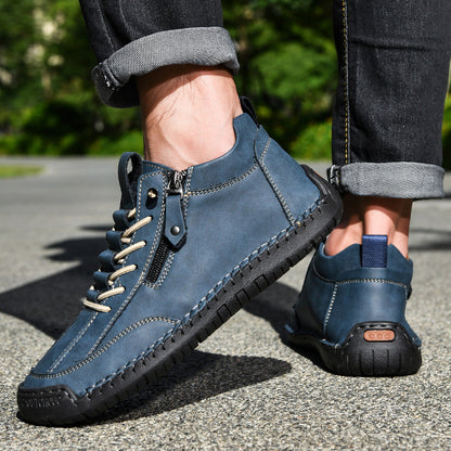 Męskie botki za kostkę z bocznym zamkiem i sznurowaniem-Footwear for men-Olave