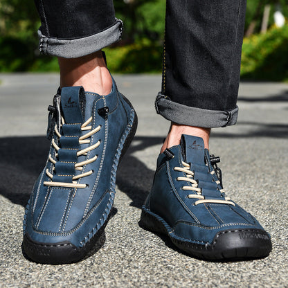 Męskie botki za kostkę z bocznym zamkiem i sznurowaniem-Footwear for men-Olave
