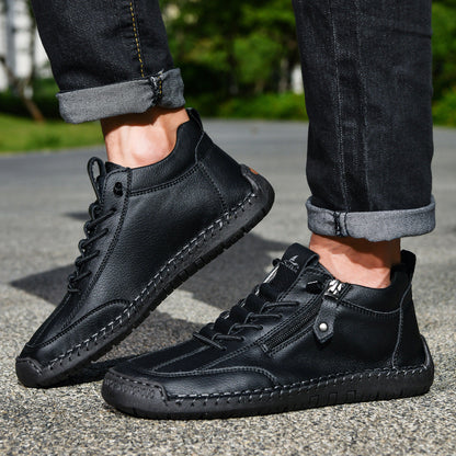 Męskie botki za kostkę z bocznym zamkiem i sznurowaniem-Footwear for men-Olave