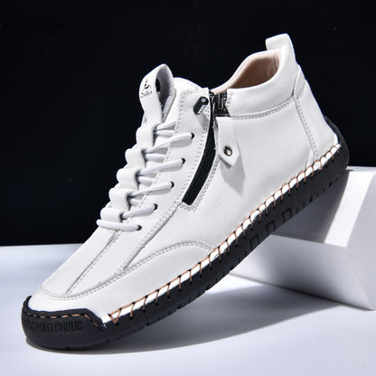 Męskie botki za kostkę z bocznym zamkiem i sznurowaniem-Footwear for men-Olave