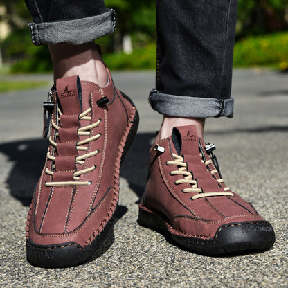 Męskie botki za kostkę z bocznym zamkiem i sznurowaniem-Footwear for men-Olave