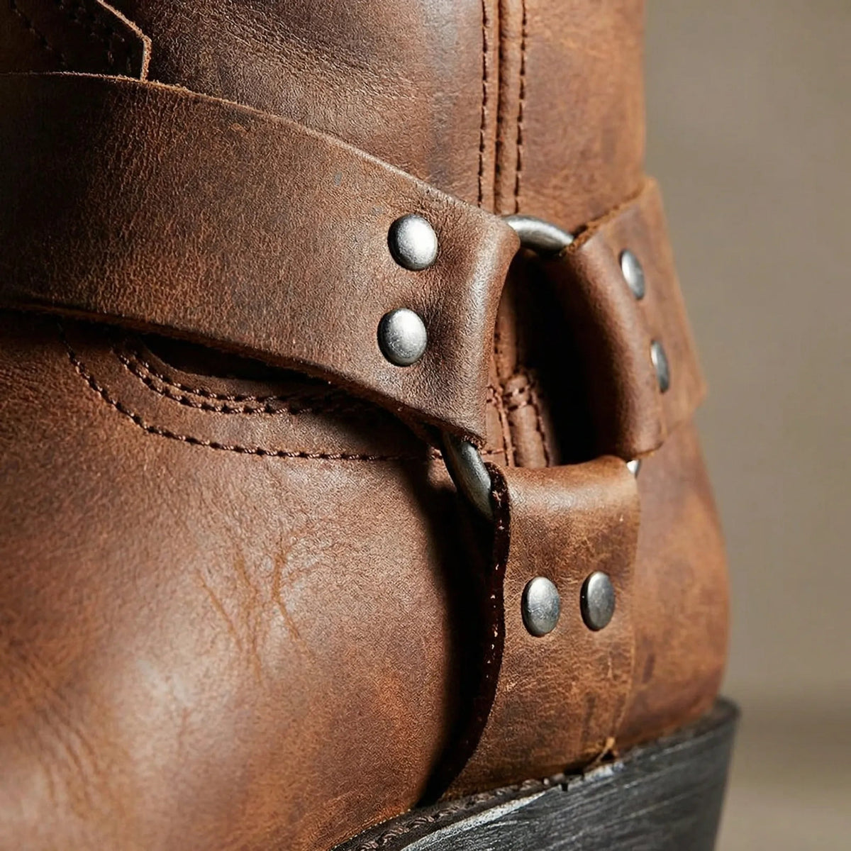 Męskie buty kowbojki z uprzężą-Footwear for men-Olave