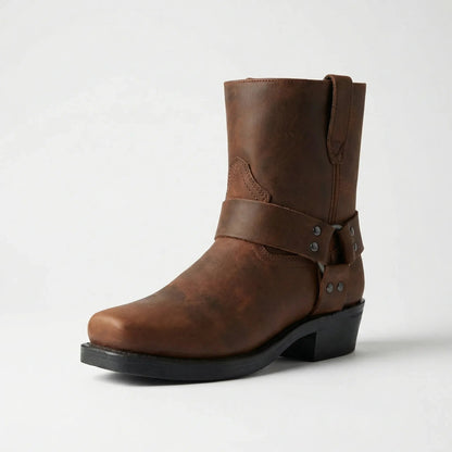 Męskie buty kowbojki z uprzężą-Footwear for men-Olave