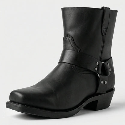 Męskie buty kowbojki z uprzężą-Footwear for men-Olave