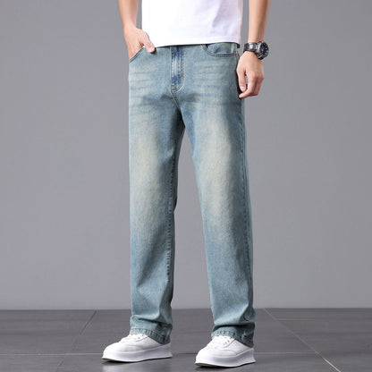 Męskie jeansy o luźnym kroju z prostymi nogawkami-Pants for Men-Olave