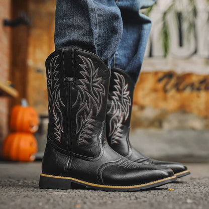Męskie kowbojki w stylu western z haftowaną cholewką-Footwear for men-Olave
