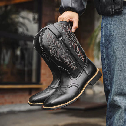 Męskie kowbojki w stylu western z haftowaną cholewką-Footwear for men-Olave