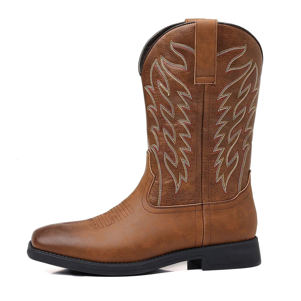 Męskie kowbojki w stylu western z haftowaną cholewką-Footwear for men-Olave