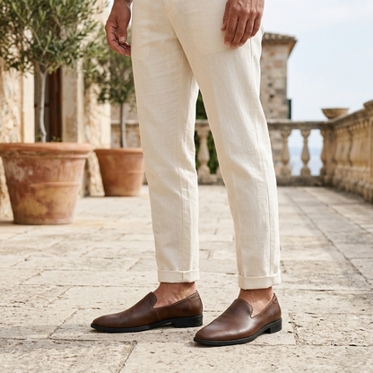 Męskie mokasyny wsuwane o fakturowanym wykończeniu-Footwear for men-Olave
