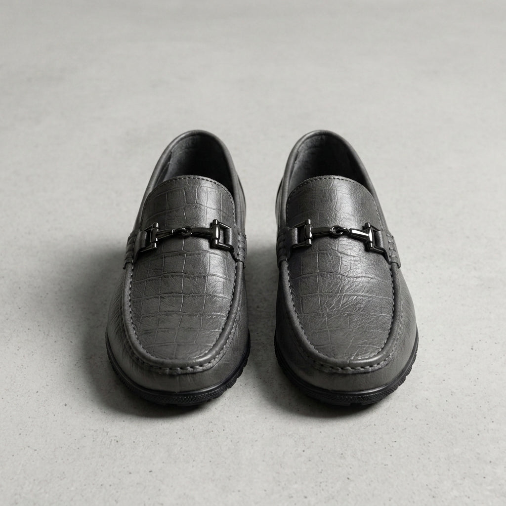 Męskie mokasyny z metalową ozdobą-Footwear for men-Olave