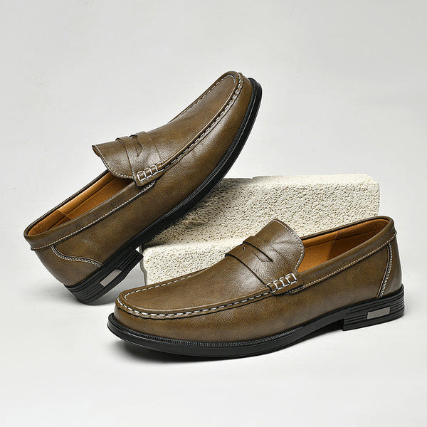 Męskie mokasyny z przeszyciami typu moc-toe-Footwear for men-Olave