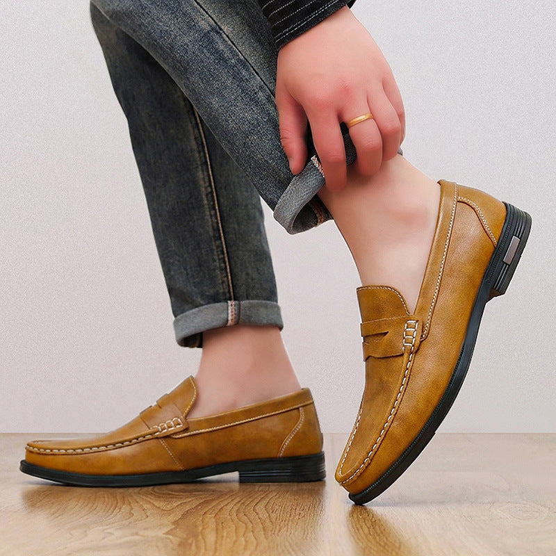 Męskie mokasyny z przeszyciami typu moc-toe-Footwear for men-Olave