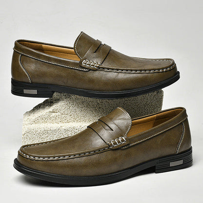 Męskie mokasyny z przeszyciami typu moc-toe-Footwear for men-Olave