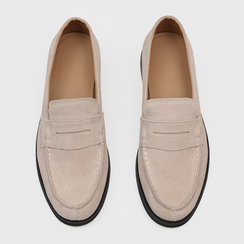Męskie mokasyny z zamszu z kontrastowymi przeszyciami-Footwear for men-Olave