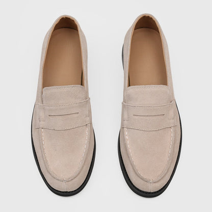 Męskie mokasyny z zamszu z kontrastowymi przeszyciami-Footwear for men-Olave