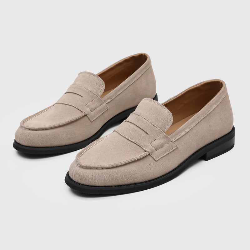 Męskie mokasyny z zamszu z kontrastowymi przeszyciami-Footwear for men-Olave