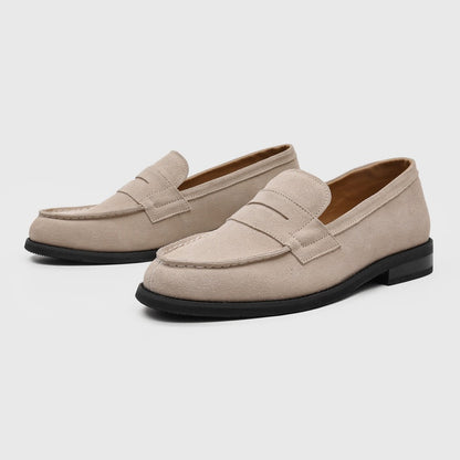 Męskie mokasyny z zamszu z kontrastowymi przeszyciami-Footwear for men-Olave