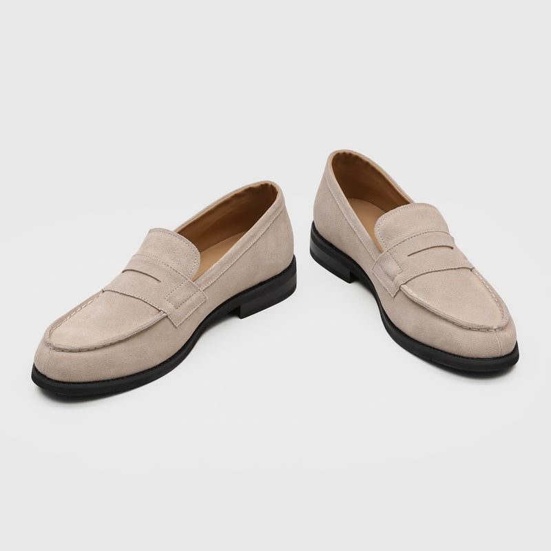 Męskie mokasyny z zamszu z kontrastowymi przeszyciami-Footwear for men-Olave