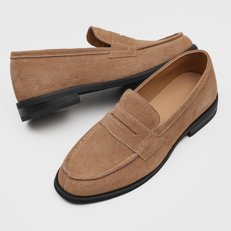 Męskie mokasyny z zamszu z kontrastowymi przeszyciami-Footwear for men-Olave