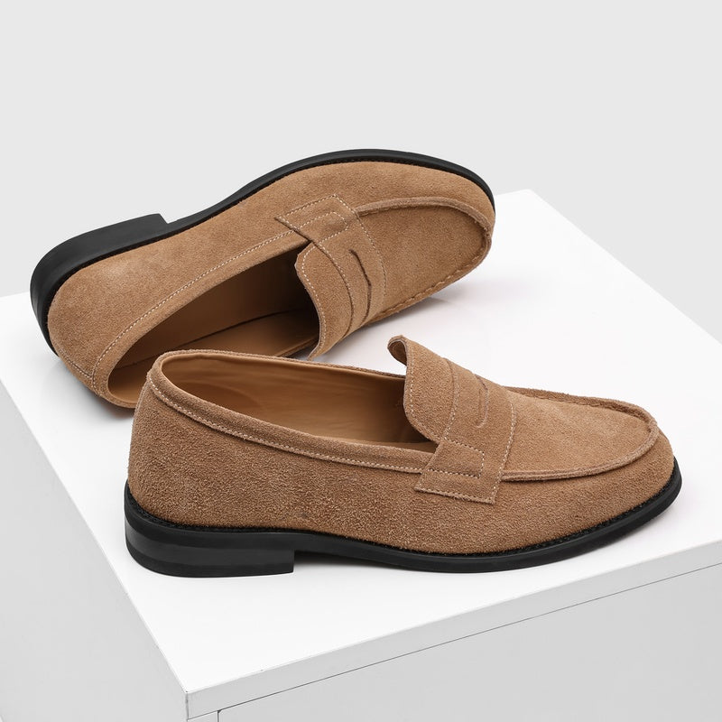 Męskie mokasyny z zamszu z kontrastowymi przeszyciami-Footwear for men-Olave