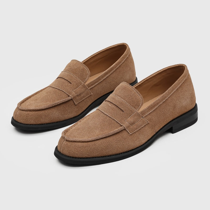 Męskie mokasyny z zamszu z kontrastowymi przeszyciami-Footwear for men-Olave