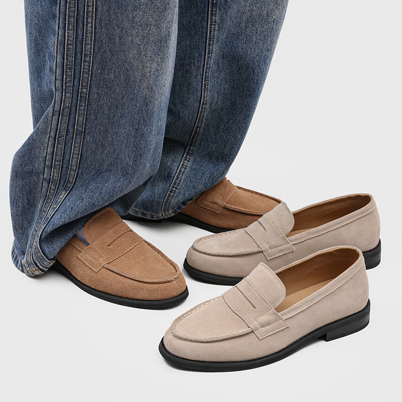 Męskie mokasyny z zamszu z kontrastowymi przeszyciami-Footwear for men-Olave