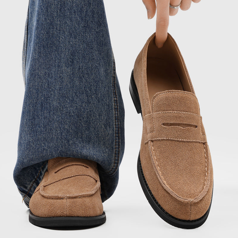 Męskie mokasyny z zamszu z kontrastowymi przeszyciami-Footwear for men-Olave