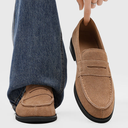 Męskie mokasyny z zamszu z kontrastowymi przeszyciami-Footwear for men-Olave