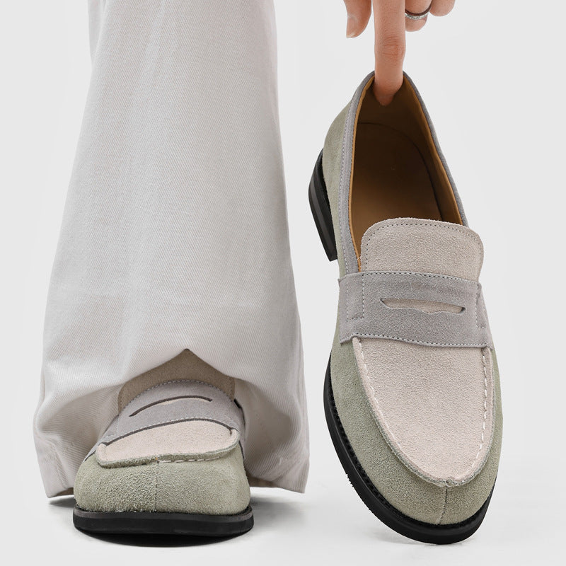 Męskie mokasyny z zamszu z kontrastowymi przeszyciami-Footwear for men-Olave
