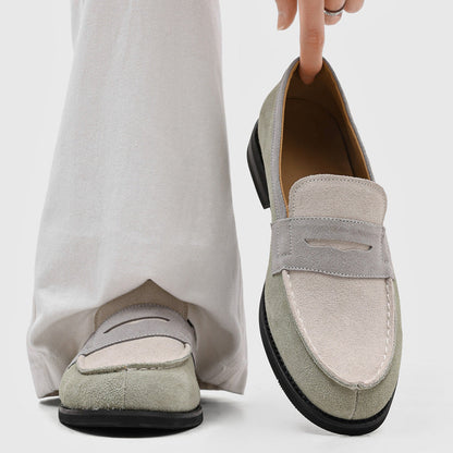Męskie mokasyny z zamszu z kontrastowymi przeszyciami-Footwear for men-Olave