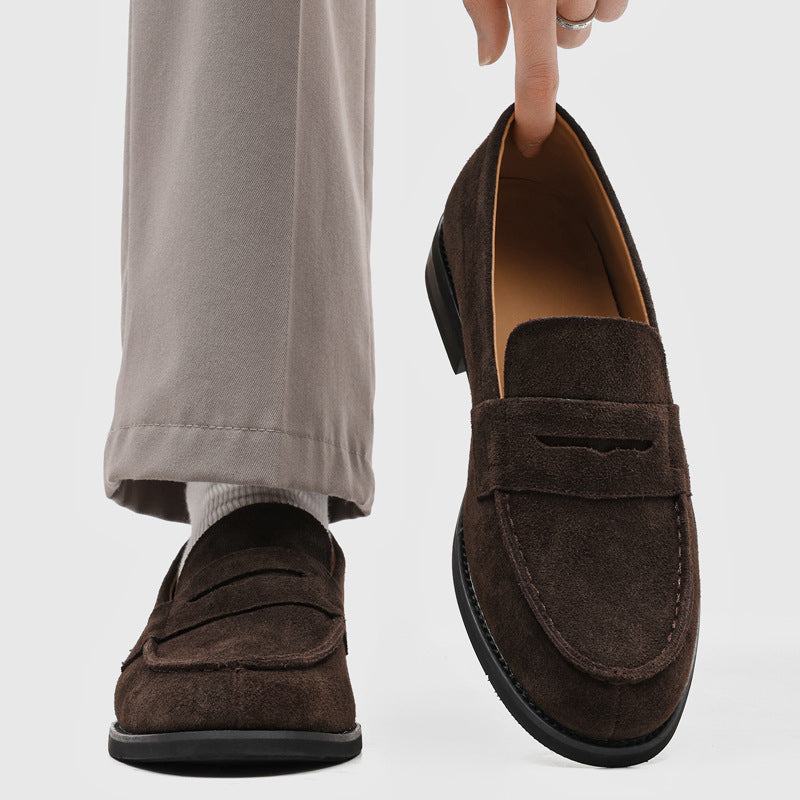 Męskie mokasyny z zamszu z kontrastowymi przeszyciami-Footwear for men-Olave
