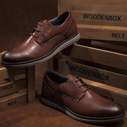 Męskie sneakersy typu derby sznurowane z kontrastową podeszwą-Footwear for men-Olave