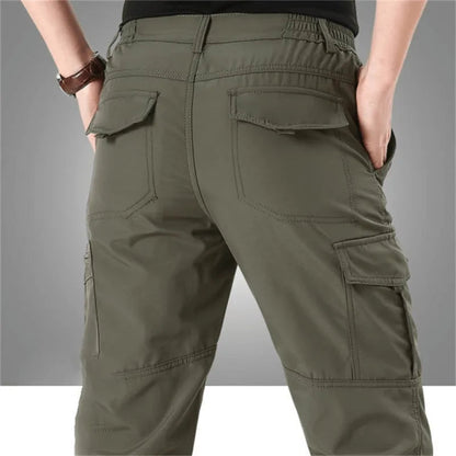 Męskie spodnie cargo z kieszeniami z klapkami-Pants for Men-Olave