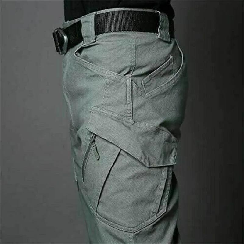 Męskie spodnie cargo z kieszeniami z klapkami-Pants for Men-Olave