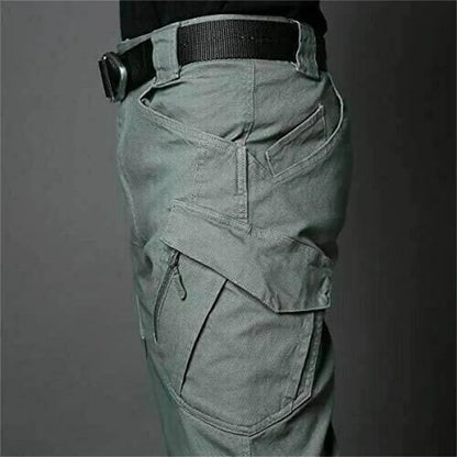 Męskie spodnie cargo z kieszeniami z klapkami-Pants for Men-Olave